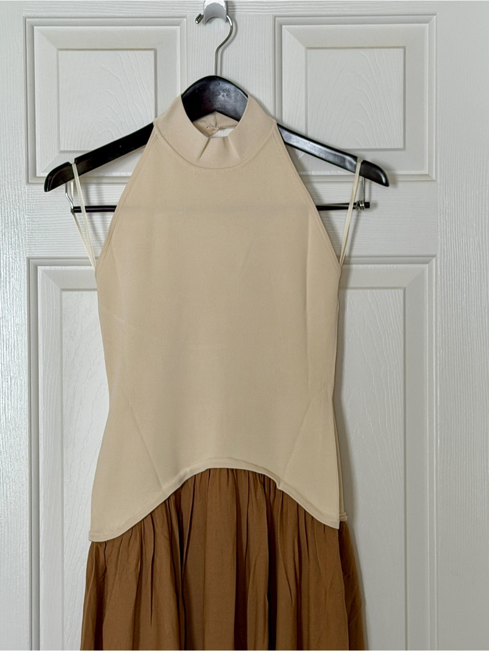 Solid & Striped Halter Soglio Maxi Dress Ecru Camel Knit Size M NWT - Picture 6 of 13